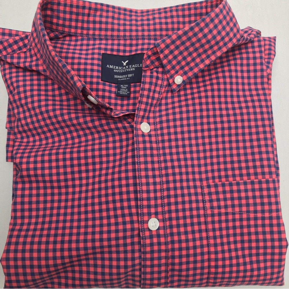 Men’s XL L/S American Eagle Outfitters checkered plaid Casual Dress Shirt
